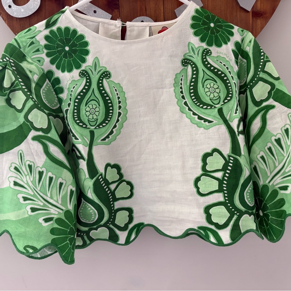 FARM Rio Green Floral Crop Top